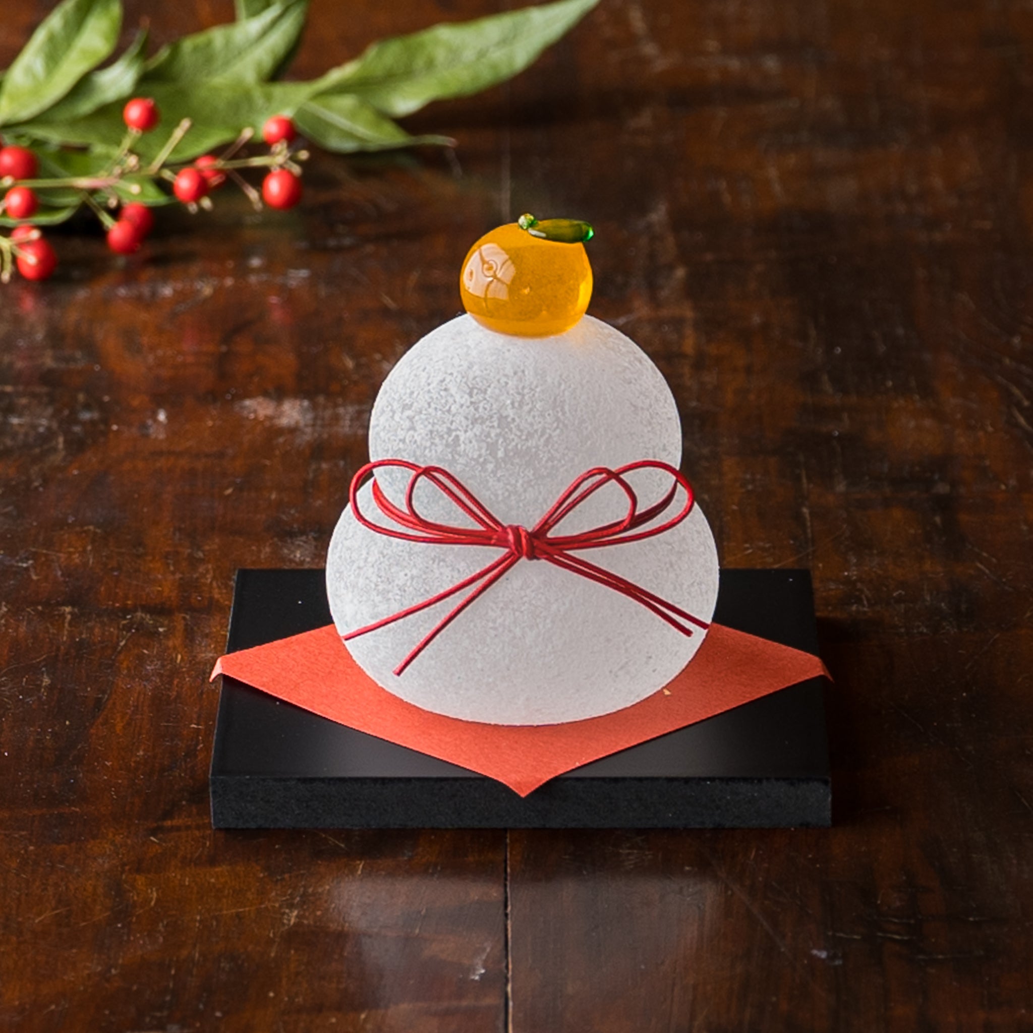 極楽寺がらす工房 ガラス鏡餅 中 黒台付き｜作家もののうつわ通販 四季