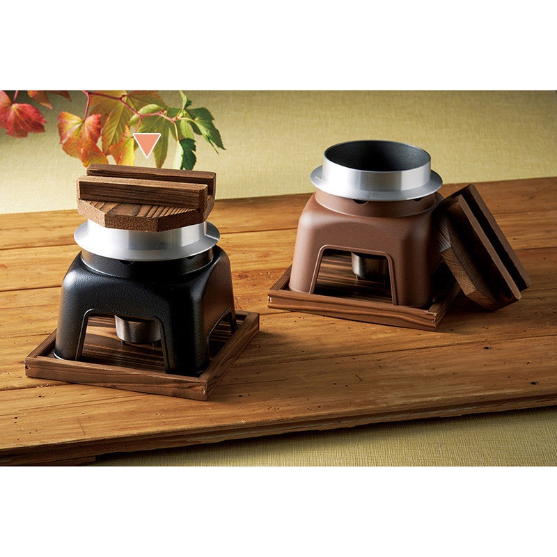 マイン お釜かまどセット 木製蓋・敷板付 中 黒 M10-295 1セット（ご