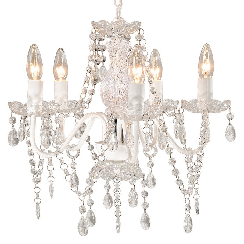 萩原 ガラスシャンデリア 5灯 ピンク NL-8628PK 1台（ご注文単位1台