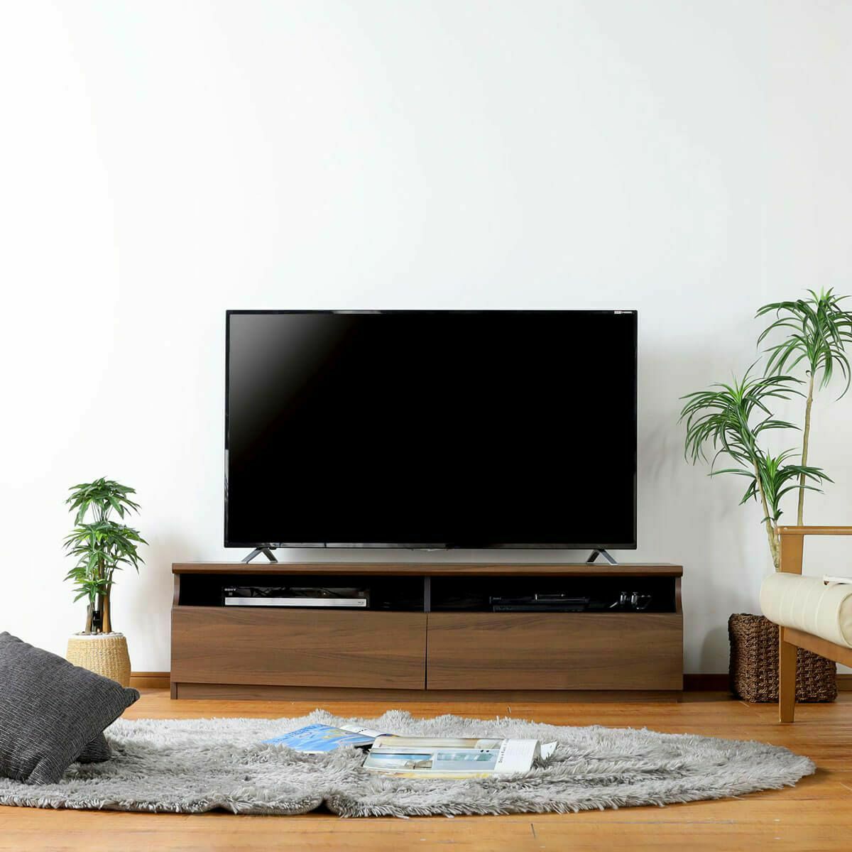テレビ台 幅178cm 高さ40cm ダークブラウン 75V型対応 シンプル