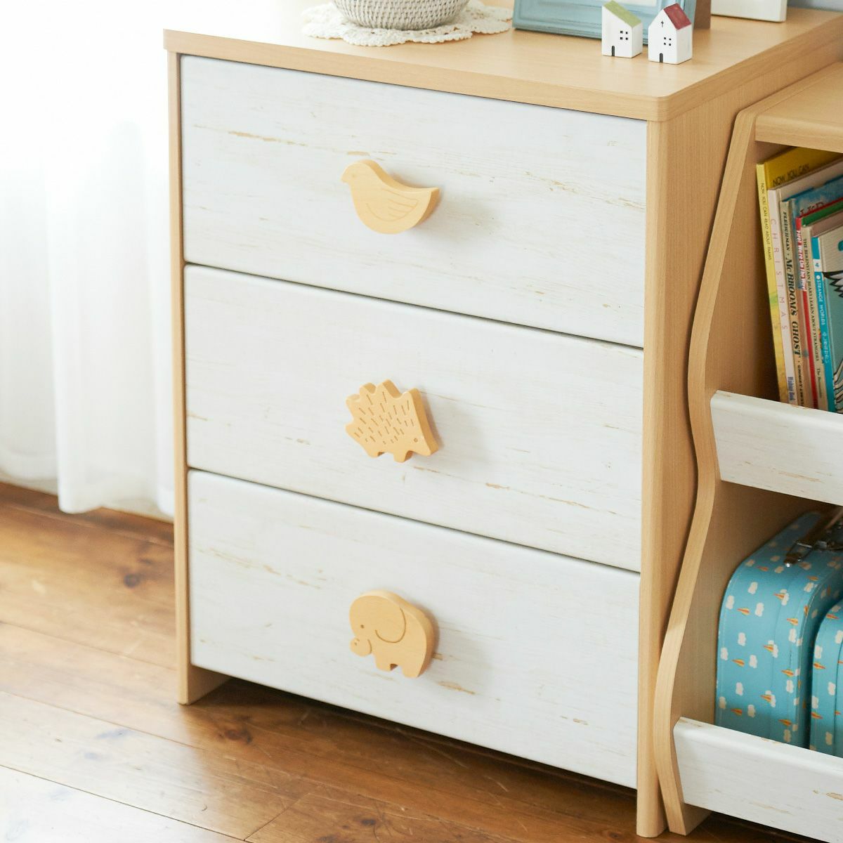 チェスト タンス キッズ 幅57cm 高さ75cm ナチュラルブラウン ホワイト