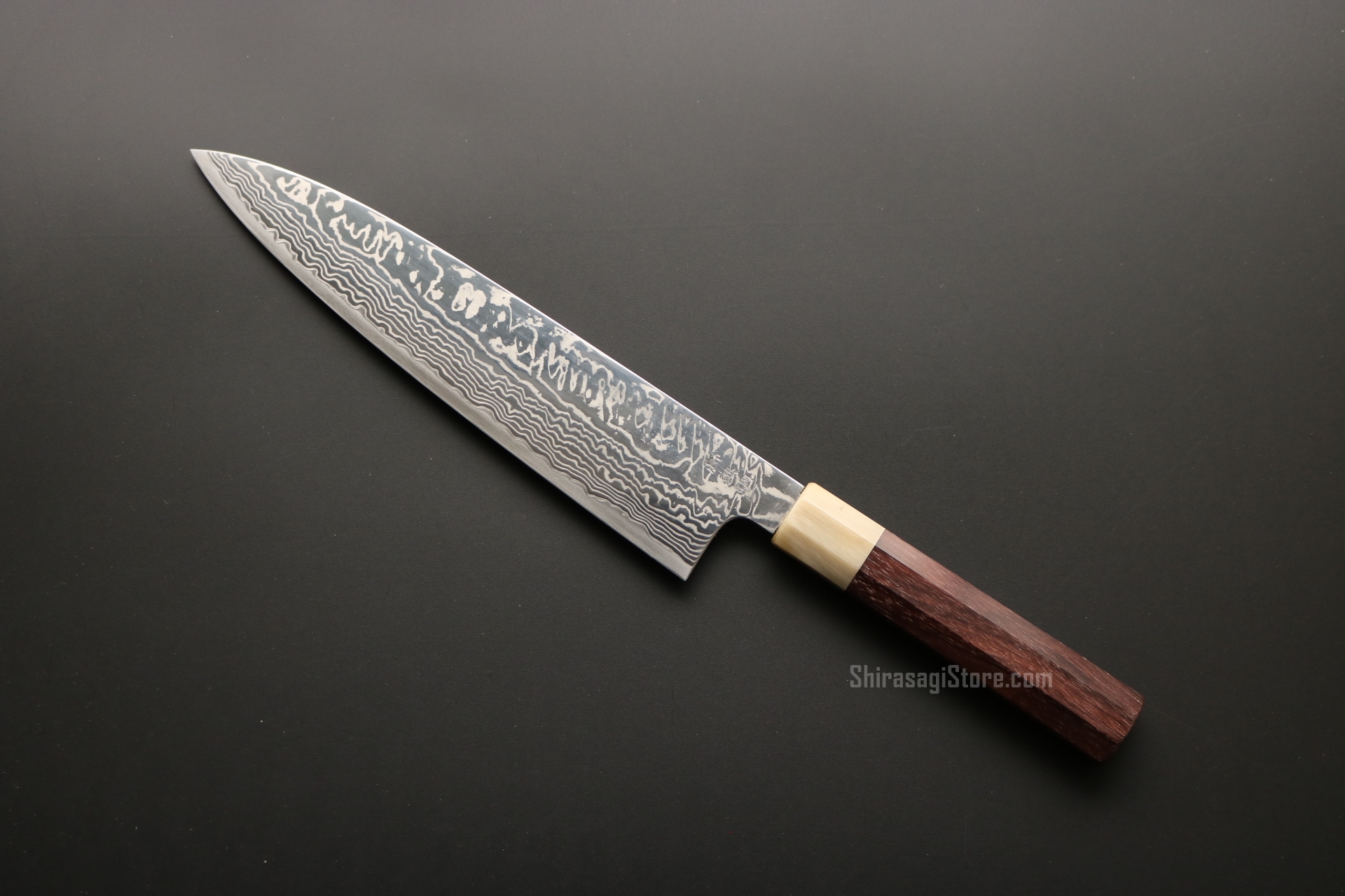 佑成 スケナリ 牛刀 HAP40 ダマスカス鋼 水牛角ﾛｰｽﾞｳｯﾄﾞ八角柄 240mm