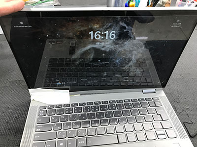 Lenovo ideapad Flex 5-14ALC05】液晶割れとヒンジ破損を同時修理