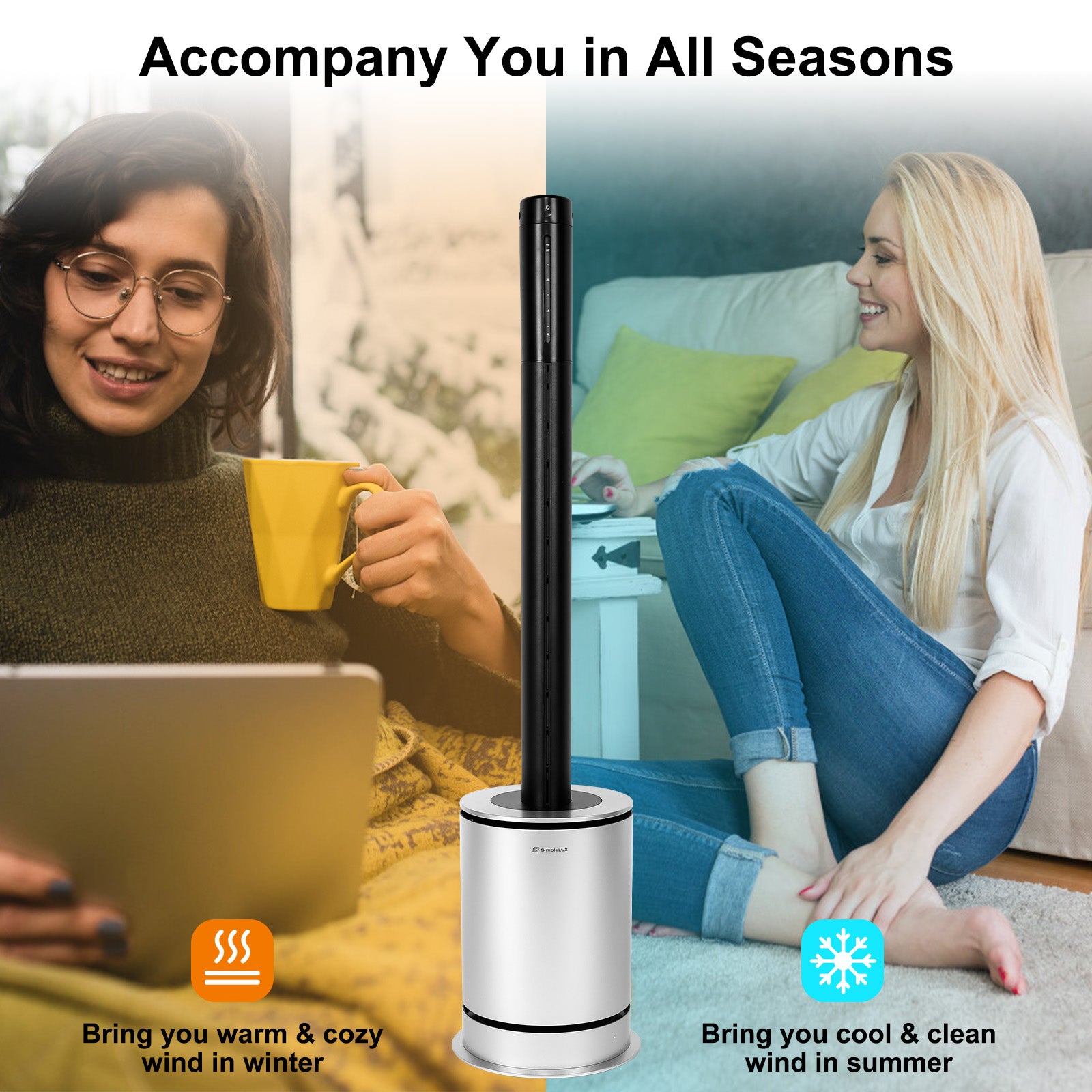 Simplelux Smart Bladeless Cool and heat Fan 39inch – Simplelux360