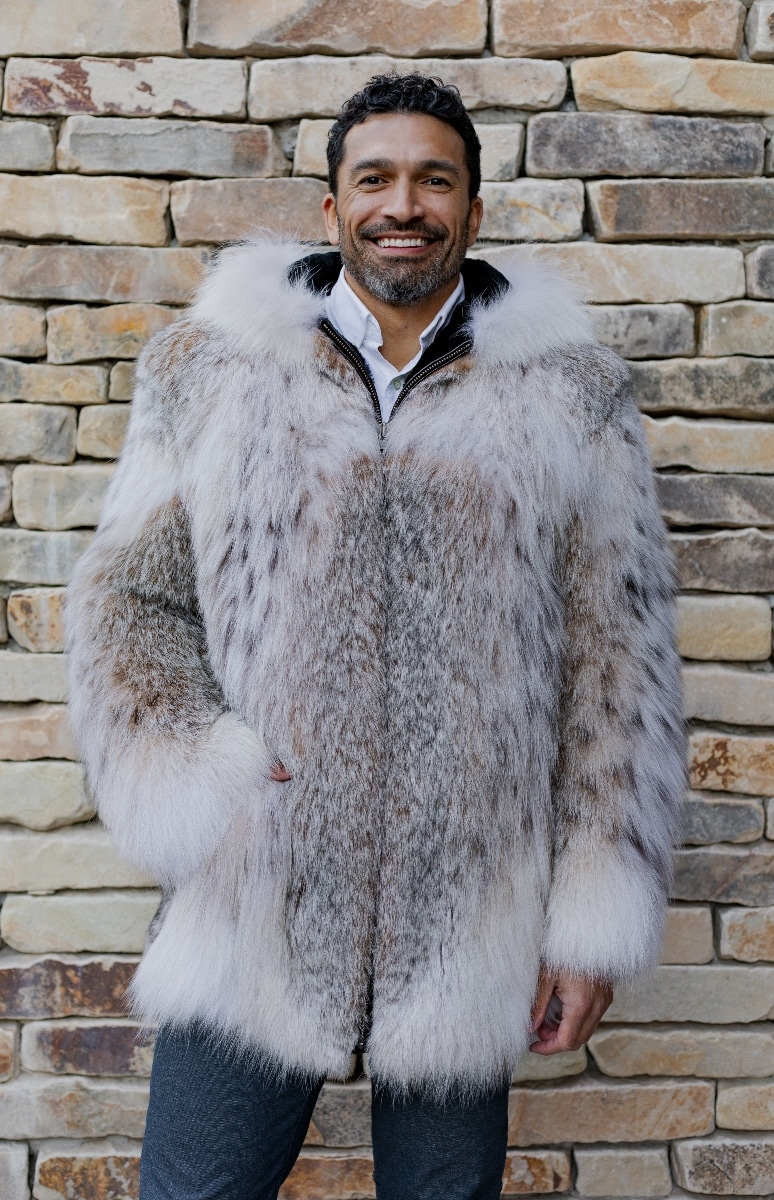 Canadian Lynx Parka with hood, inside hood sheared beaver length