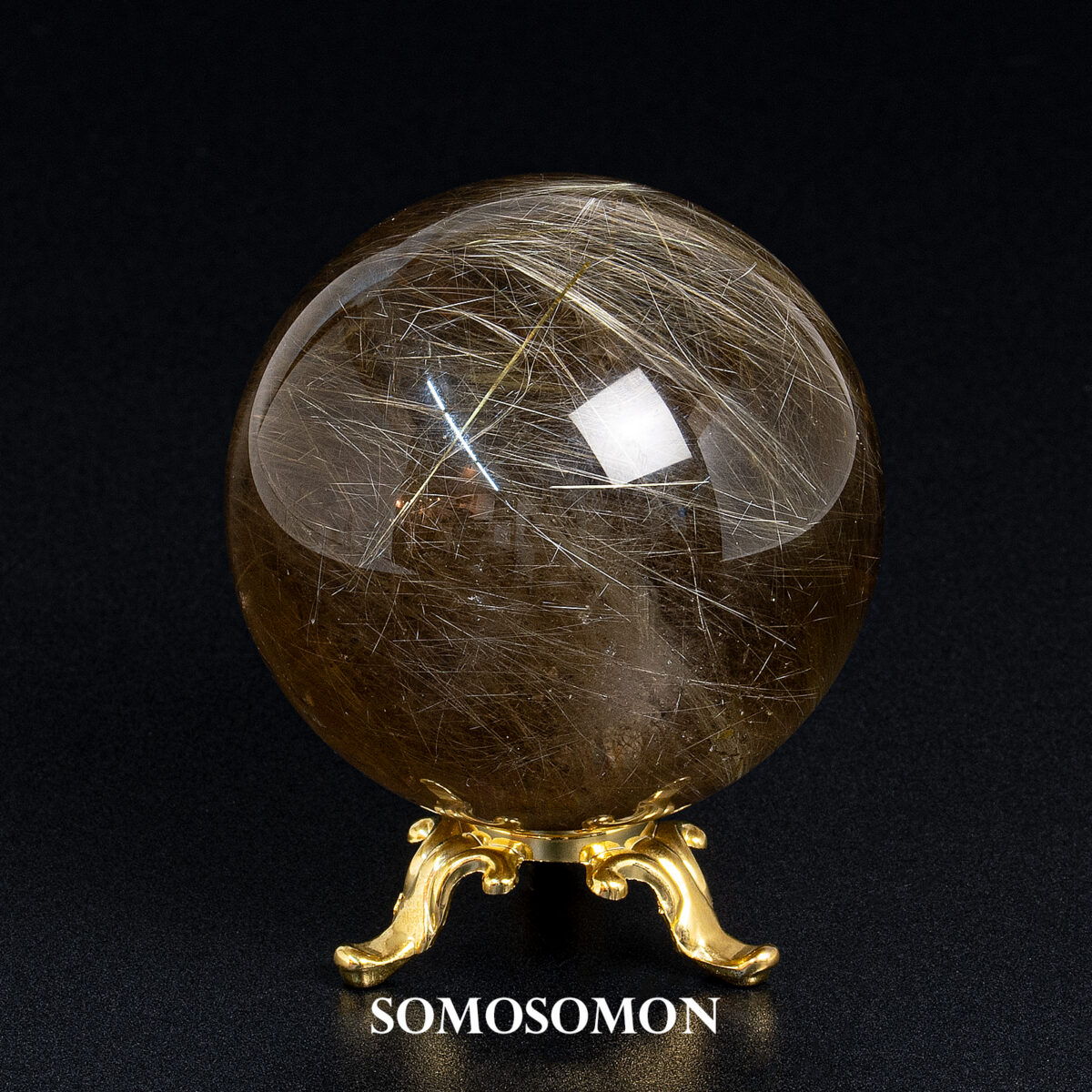 高透明 ルチルクォーツ スフィア 約31mm 多色針 水晶玉 ルチルクォーツ