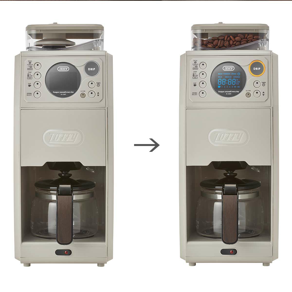 Toffy トフィー 全自動ミル付カスタムドリップコーヒーメーカー《公式
