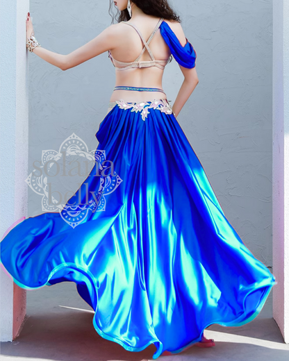 送料無料】 即納 ベリーダンス衣装 オリエンタル セットアップ ブルー