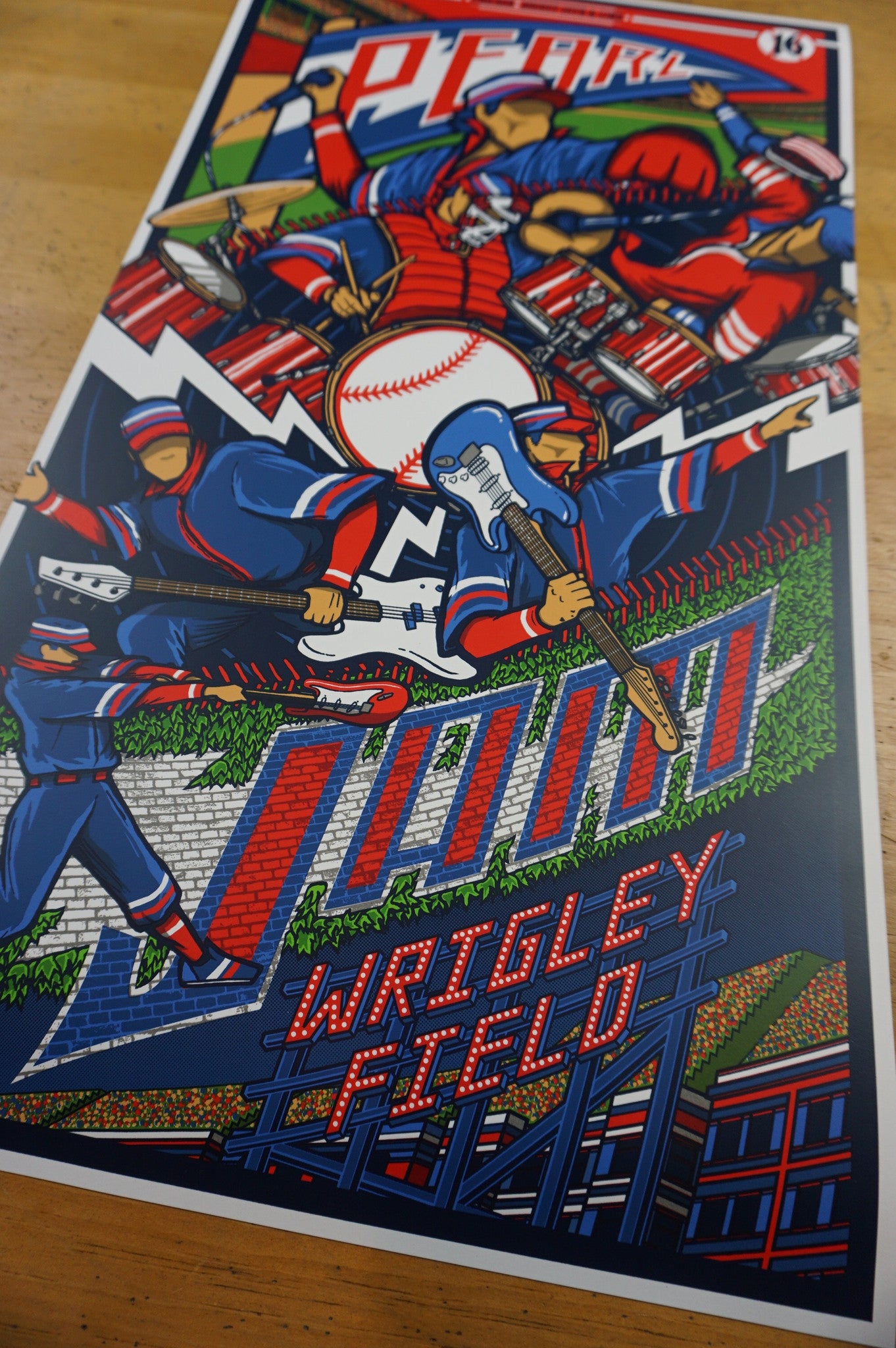 Pearl Jam - 2016 Brad Klausen poster Chicago, IL Wrigley 1st