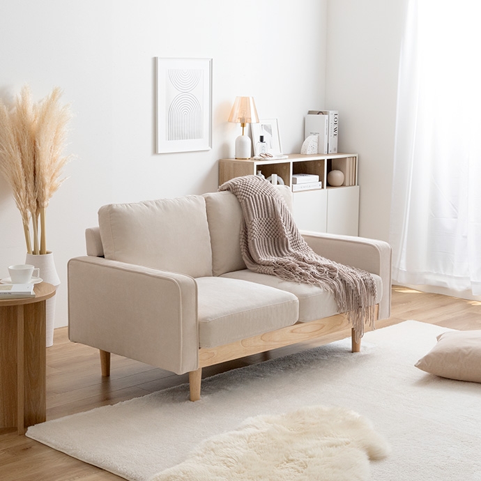 2人掛けソファ1脚+オットマン1脚 【Moss】 コーデュロイソファ 2点