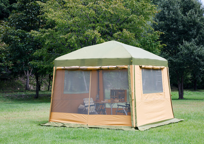 テンマクデザインのペポクイックキャビンはクラシック感漂うTC素材の