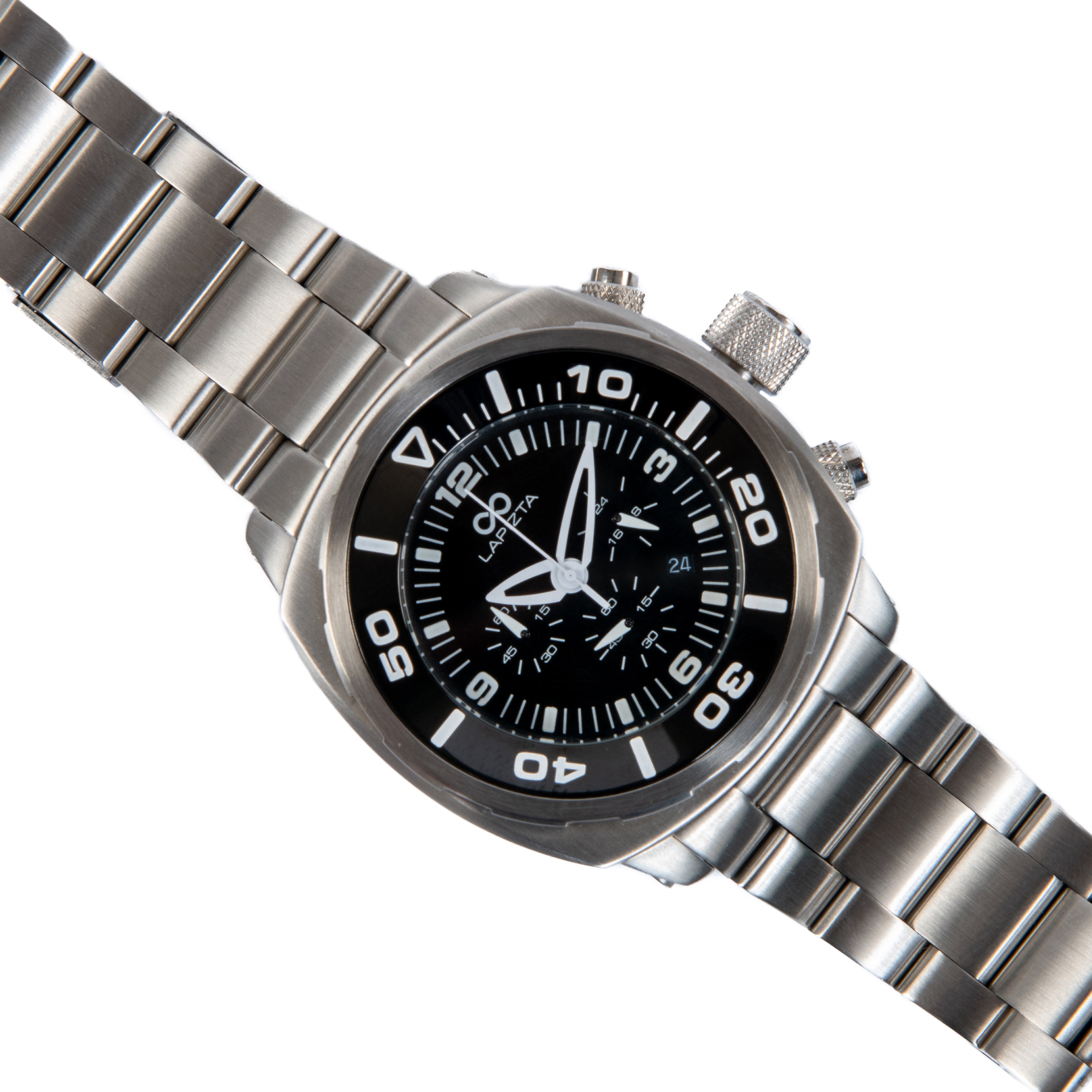 100M WR Steel Bracelet Black Chronograph Watch | Lapizta Zatara