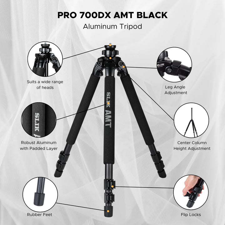 SLIK Tripods | Pro AL-700DX Aluminum Tripod Leg Only Black