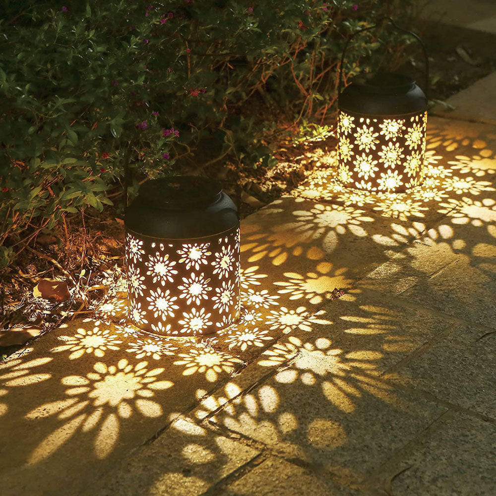 2個セット】花柄 ガーデンライト ソーラーランタン ソーラーライト LED