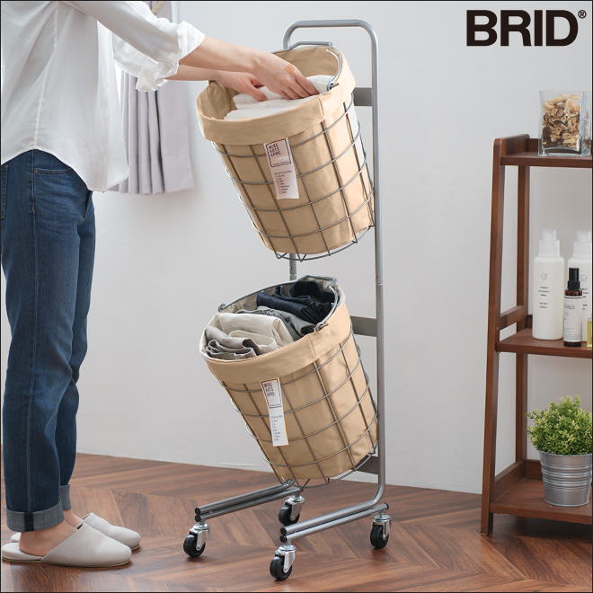 ランドリーバスケット LAUNDRY ROUND BASKET DOUBLE with CASTER 25L