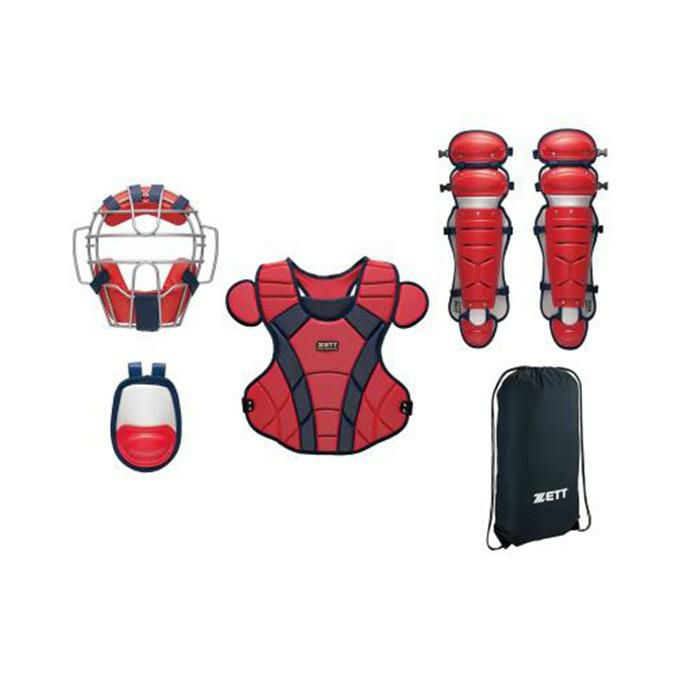 ZETT キャッチャー用具セット ネイビー/レッド ZETT キャッチャー用具