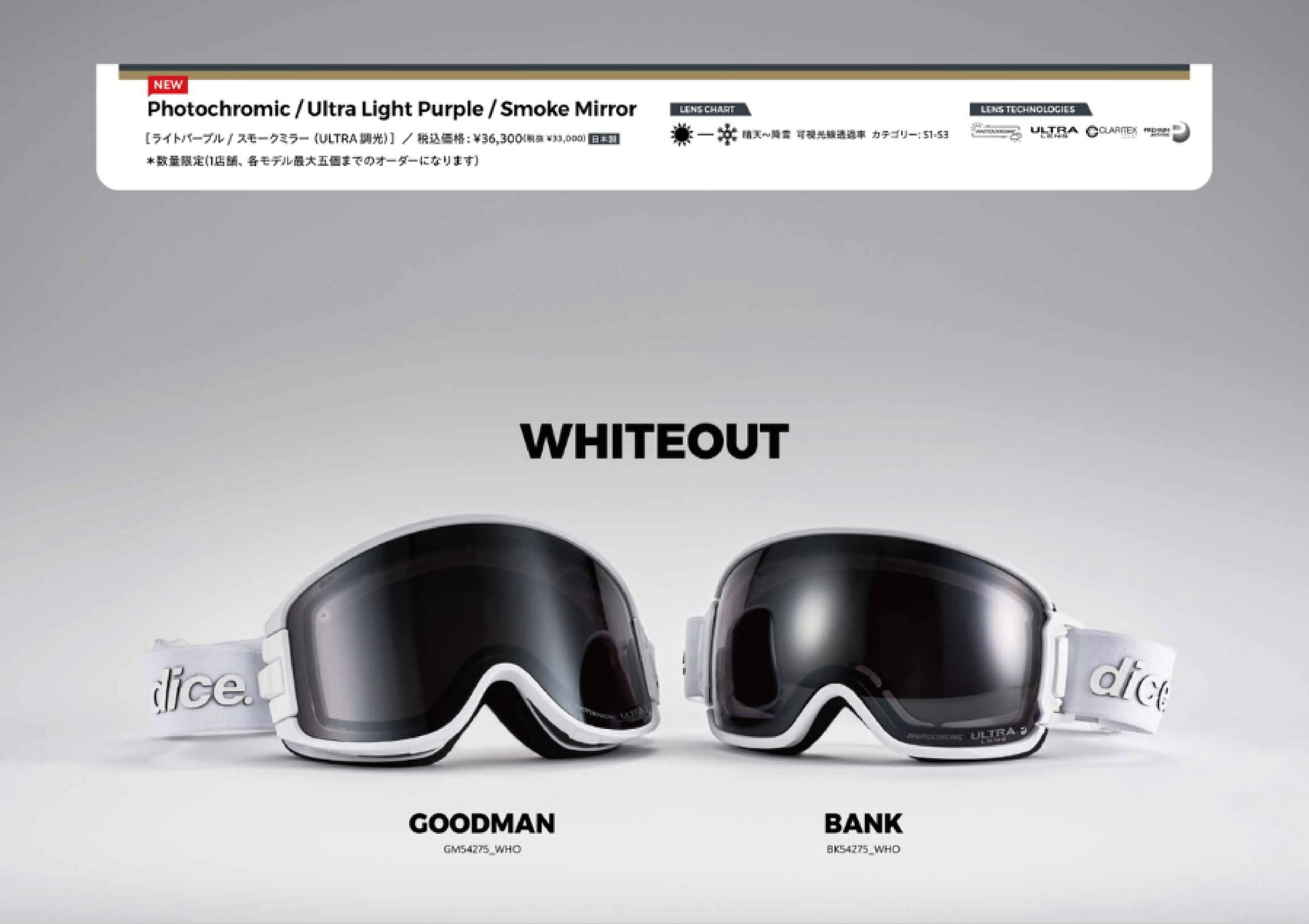 スノーボード ゴーグル ダイス DICE BANK（数量限定） WHO 25-26 送料