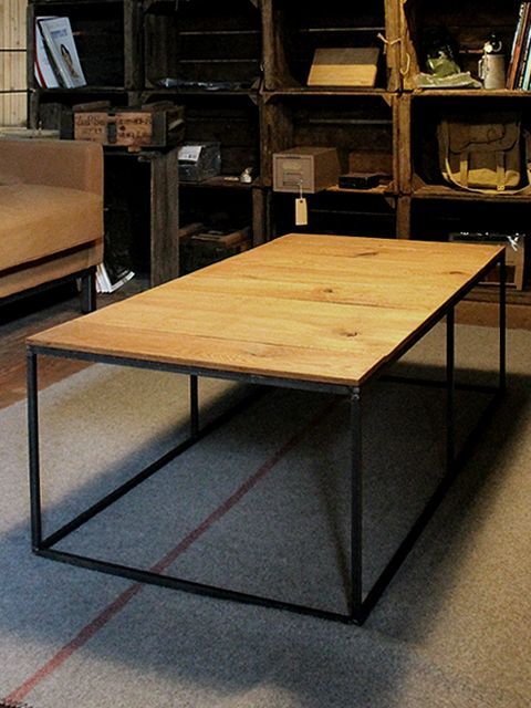 ≪ローテーブル≫【無垢木×アイアンフレーム/ラフ仕上げ/アイアン家具