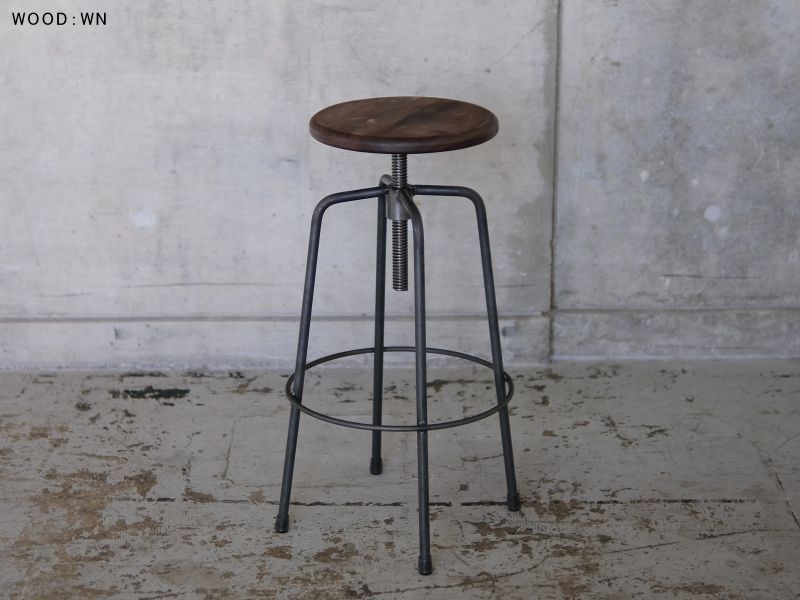 送料無料≪鉄脚ローテーションスツール≫【ハイタイプ /無垢木座面