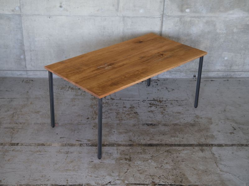 ≪テーブル≫【鉄脚ダイニングテーブル/角パイプ/無垢オーク/サイズ
