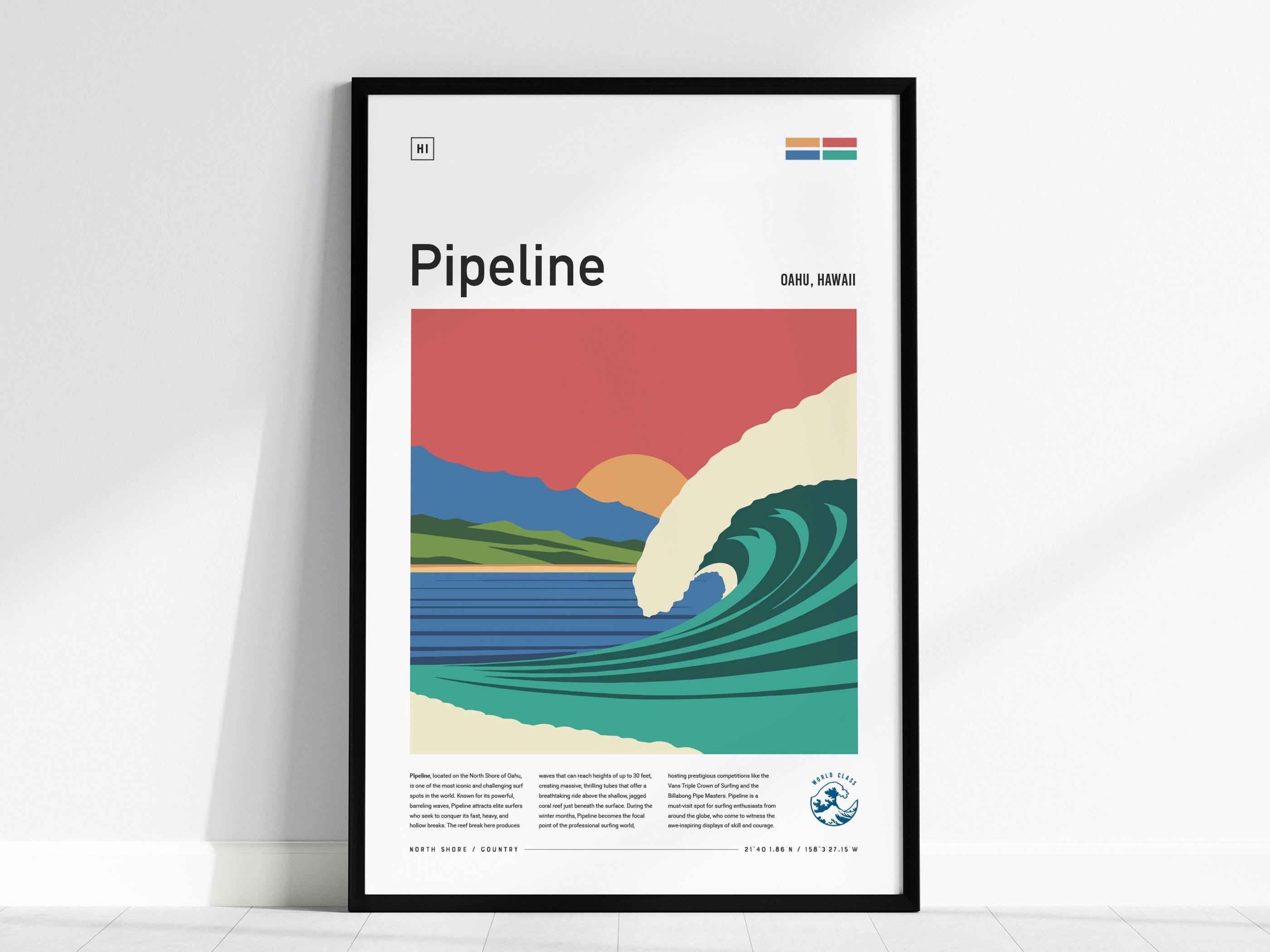 Pipeline Poster | Banzai Pipe North Shore | Oahu Hawaii Surf Spot
