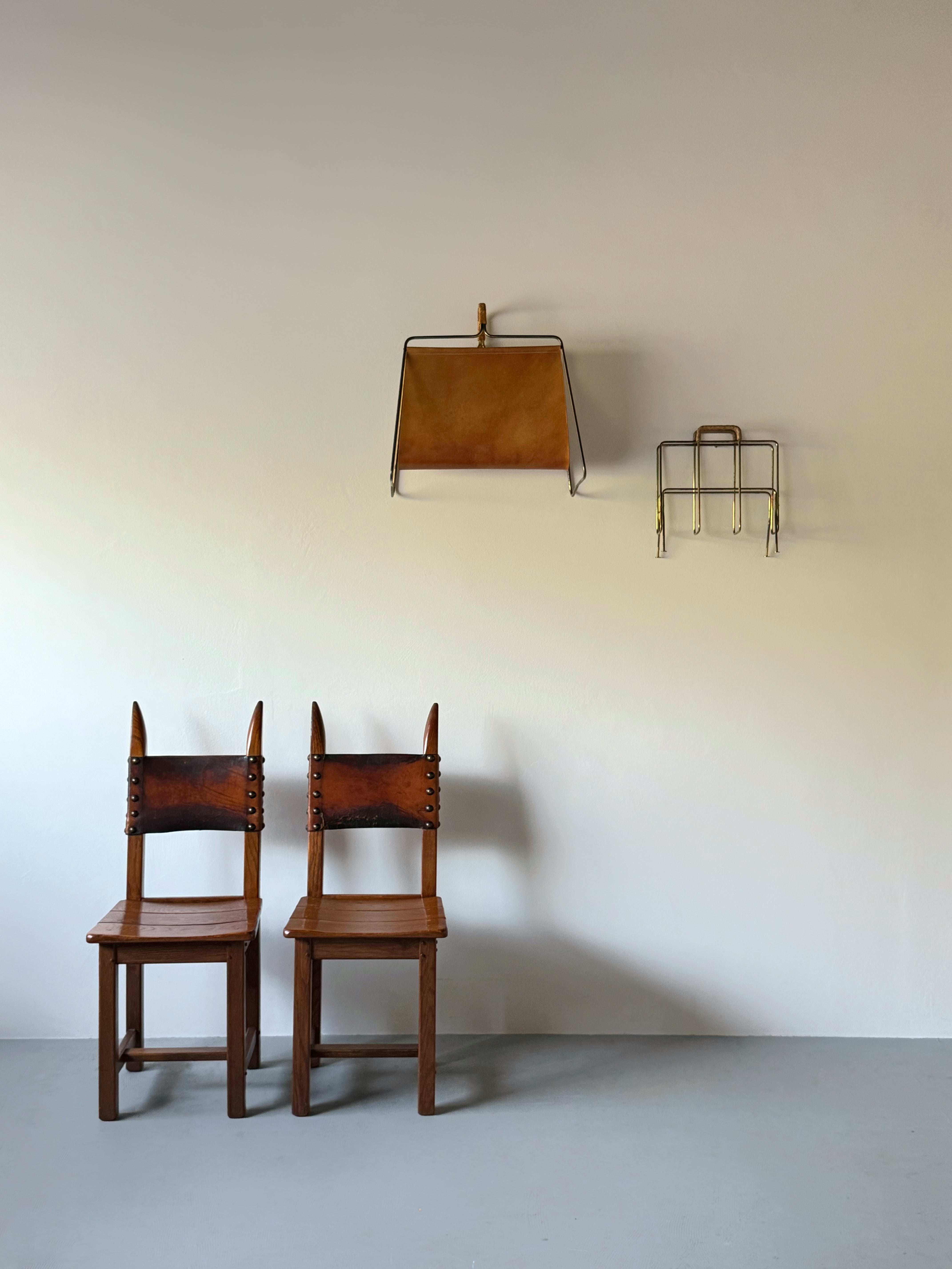 Carl Auböck Magazine Rack Brass & Leather