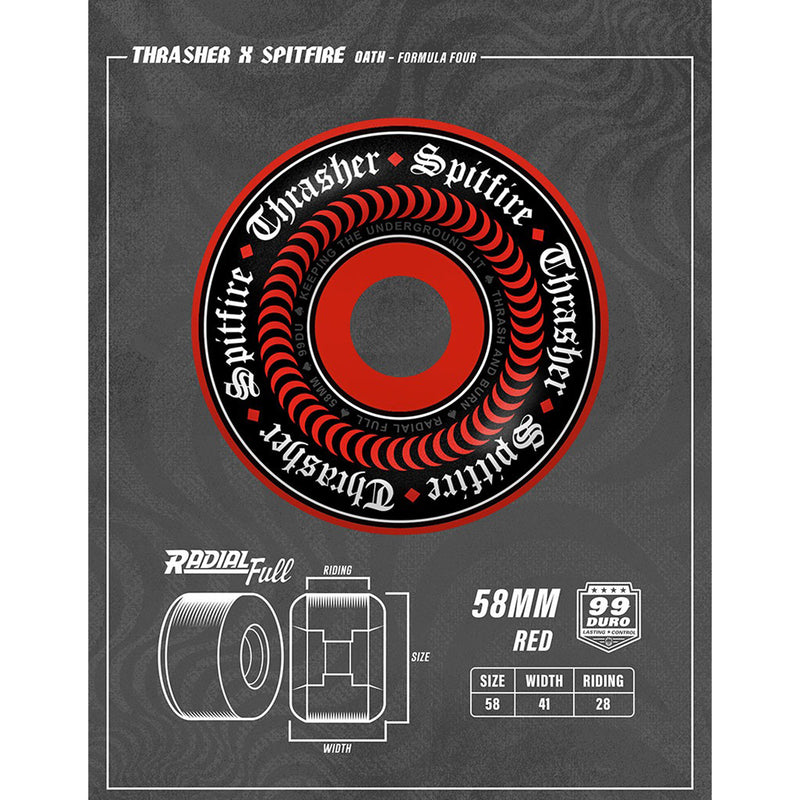 SPITFIRE x THRASHER F4 OATH RADIAL FULL 99A 58mm 【 スピット