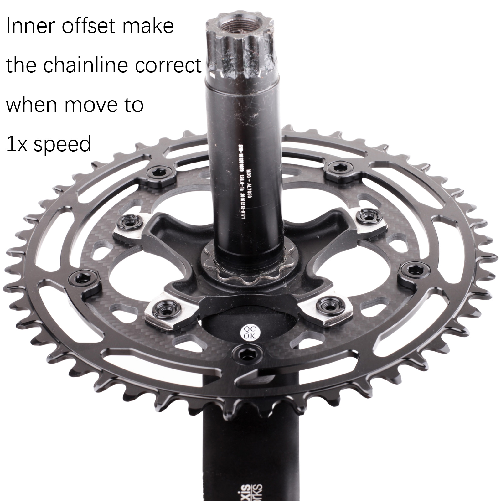 Stone ラウンドチェーンリング インナーオフセット カーボン 110BCD