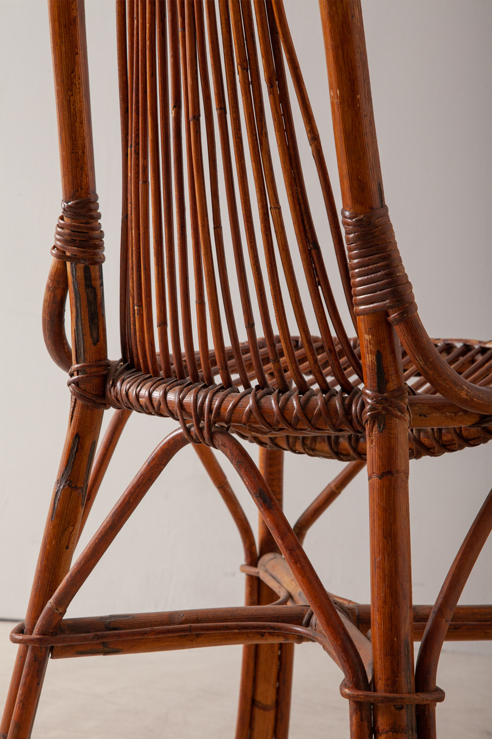 stoop | 19th Century Antique High-back Chair in Rattan