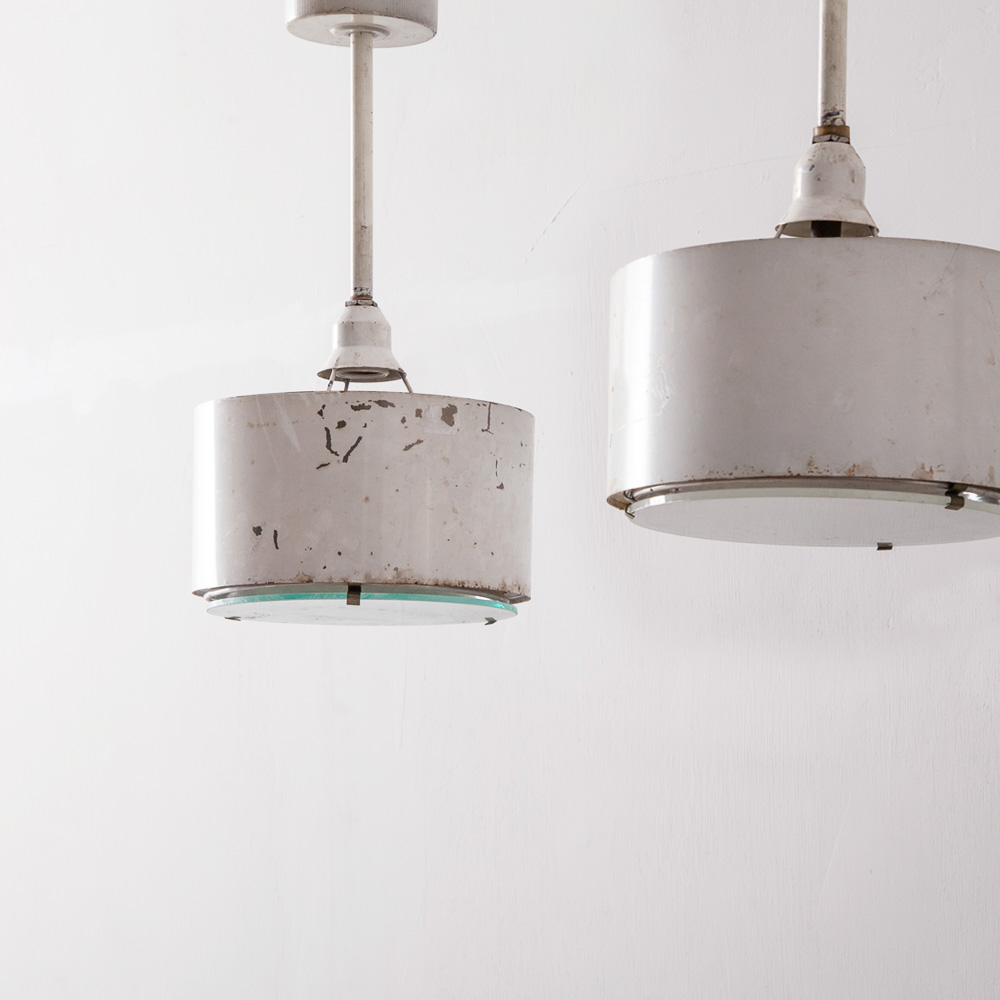 stoop | Vintage Pendant Light in Glass and White