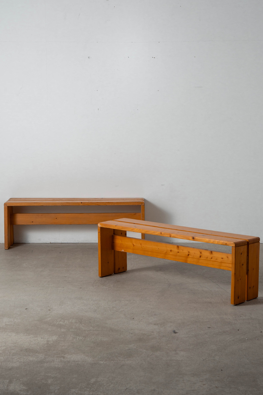 stoop | Bench by Charlotte Perriand for Les Arcs in Pine