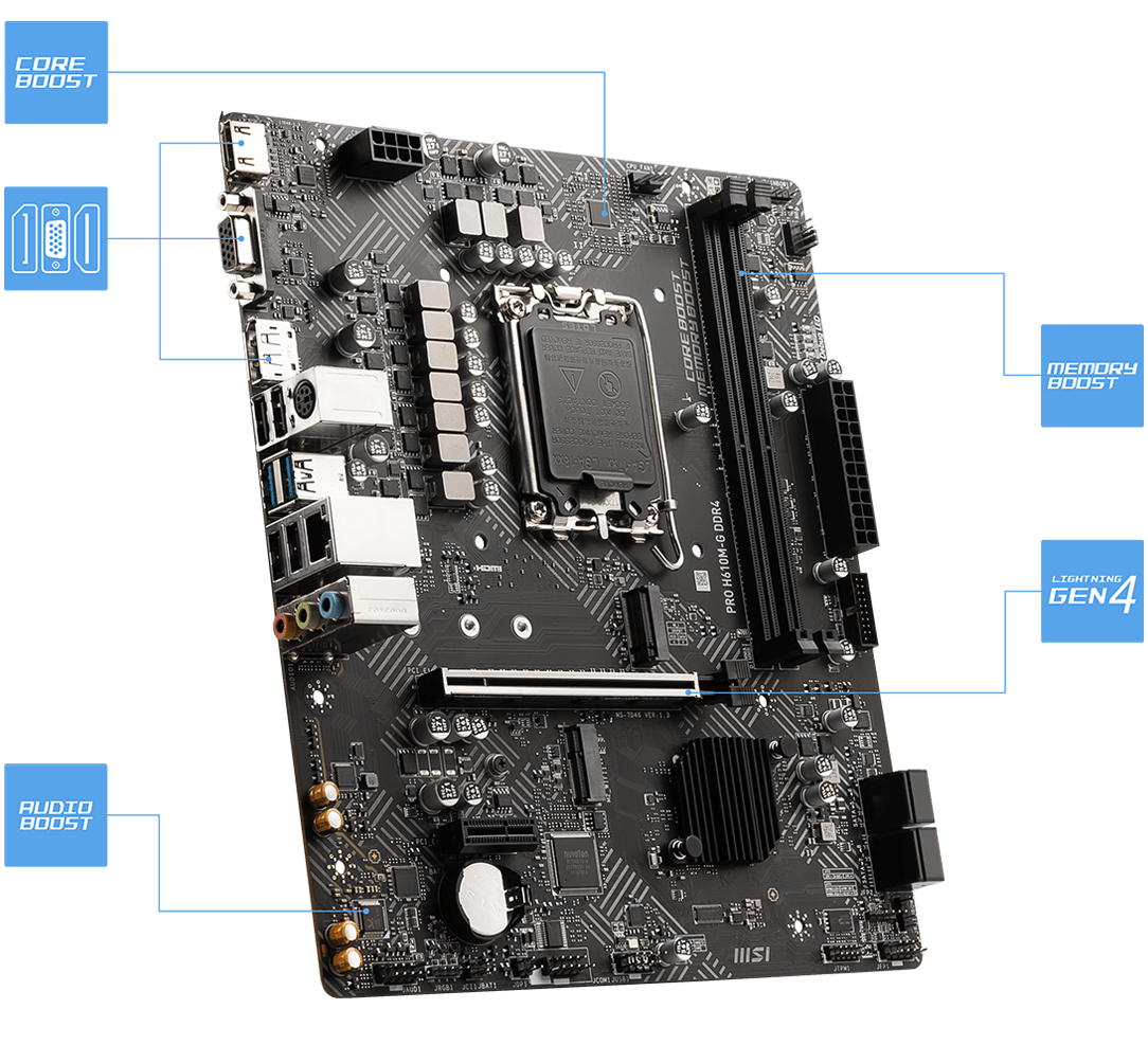 PRO H610M-G DDR4 Motherboard M-ATX - Intel 12th Gen Processors