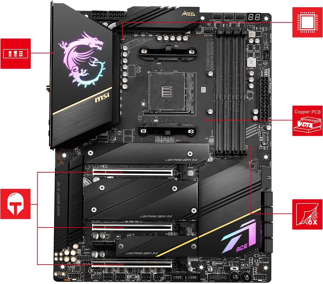 MSI MEG X570S ACE MAX - Mystic Light, Direct 16+2 Phase 90A SPS