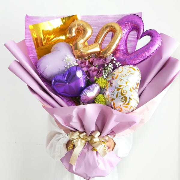 バルーンブーケ「20」(パープル)【花】【年間ギフト】 | ブーケ