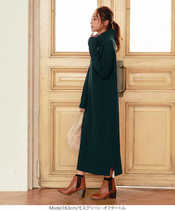Vネックorオフタートル]ゆるニットマキシワンピース [E1898