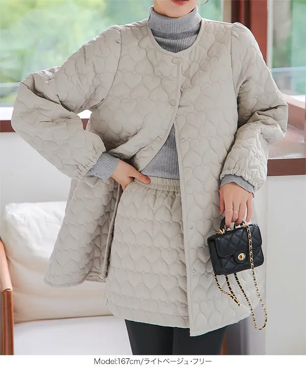 ハート柄キルティングジャケット [K1295] - レディースファッション