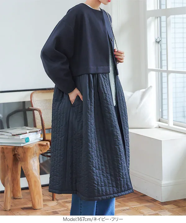 2wayフェイクウール×キルティングコート[K1312] - レディース