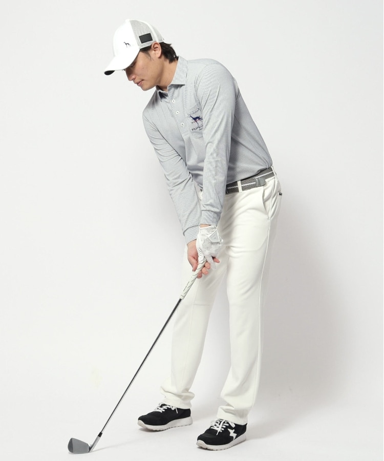 UVカット/吸水速乾 シャンブレーストライプ長袖ポロシャツ（カットソー