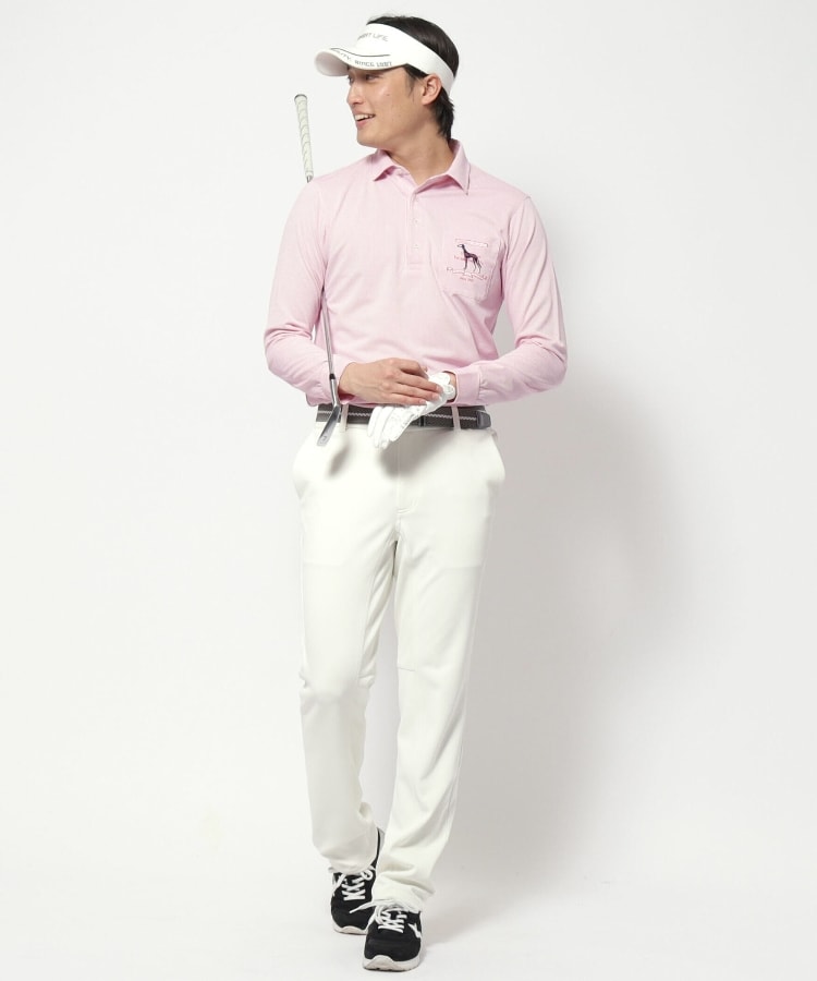 UVカット/吸水速乾 シャンブレーストライプ長袖ポロシャツ（カットソー