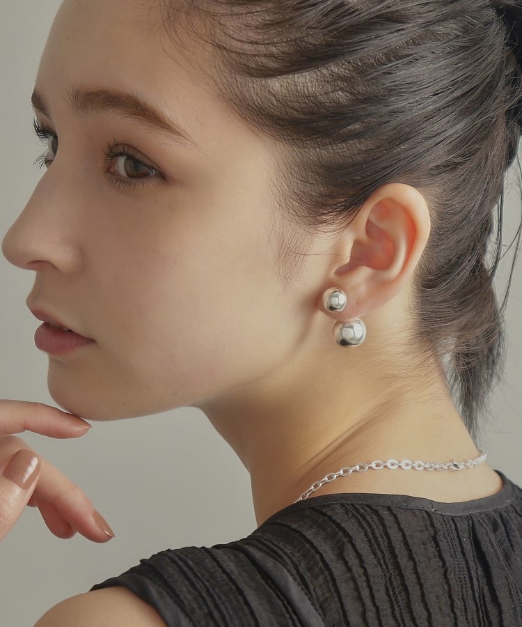 シルバー ホロウピアス ボール フロントバック（ピアス） | COCOSHNIK