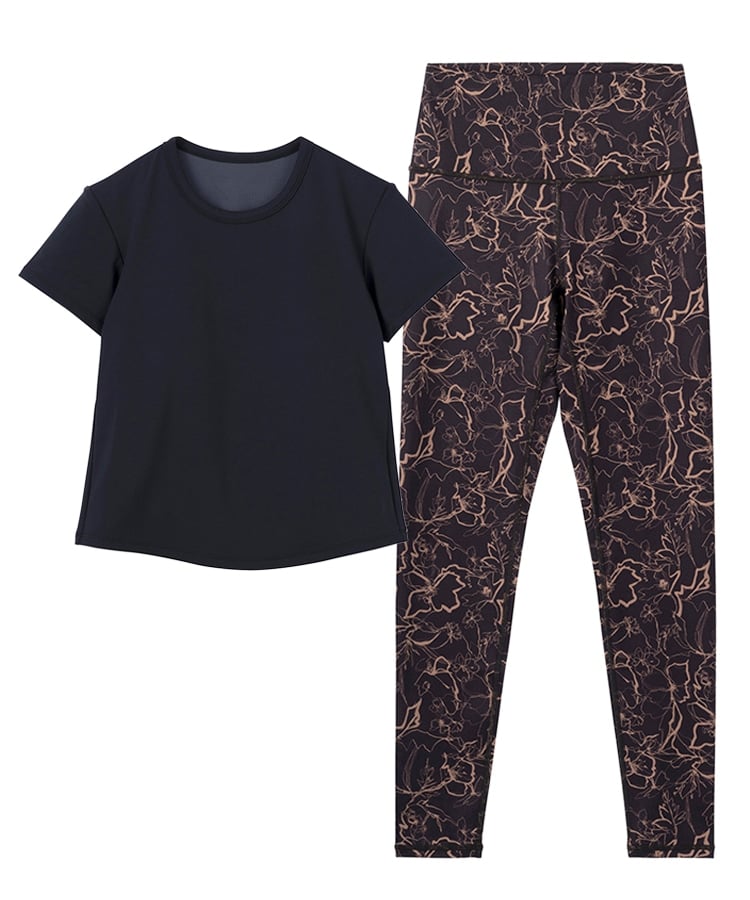 SUKALA】カップ付きTee＆レギンスセットアップ(XSサイズ ブラウン