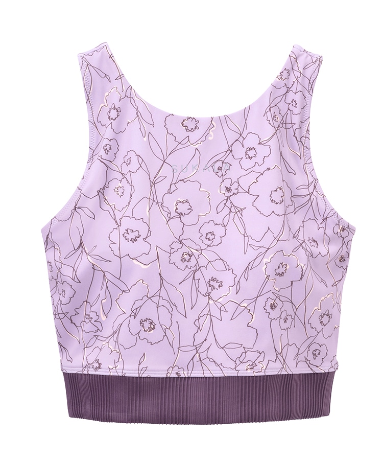 SUKALA】ドローイングフラワーショートタンクトップ(Lサイズ モーヴ