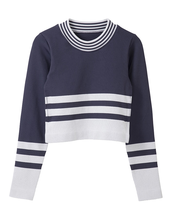 SUKALA】カップ付きボーダーニットロングスリーブトップス(Sサイズ