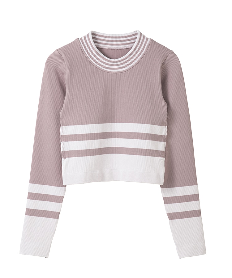 SUKALA】カップ付きボーダーニットロングスリーブトップス(Sサイズ