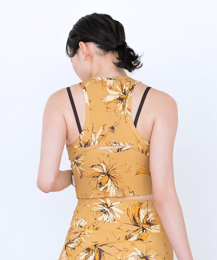 SUKALA】リブBigフラワープリントショートタンクトップ(S・M・Lサイズ