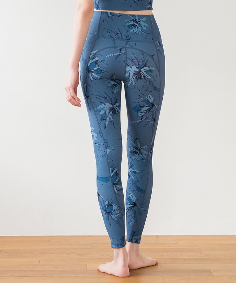 SUKALA】リブBigフラワープリントレギンス(XS・S・M・Lサイズ スモーク