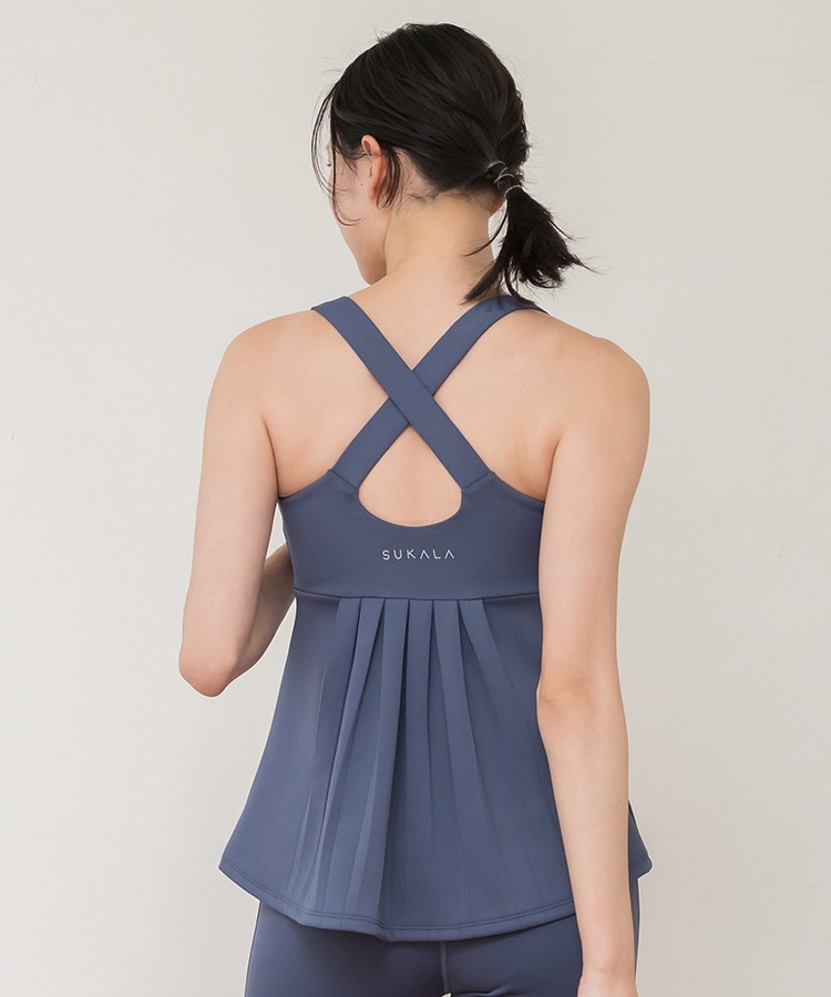 SUKALA】コンビカラークロスタンクトップ(XS・S・M・Lサイズ スモーク