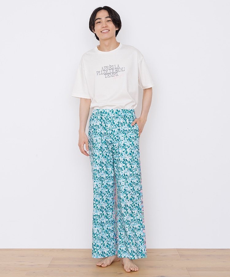 SUKALA HOME】モイスチャーフラワーバイカラーパンツ(M・Lサイズ