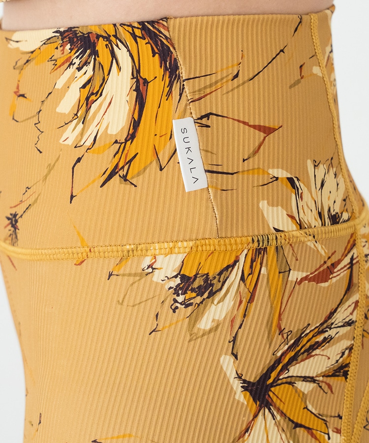 SUKALA】リブBigフラワープリントレギンス(XS・S・M・Lサイズ スモーク