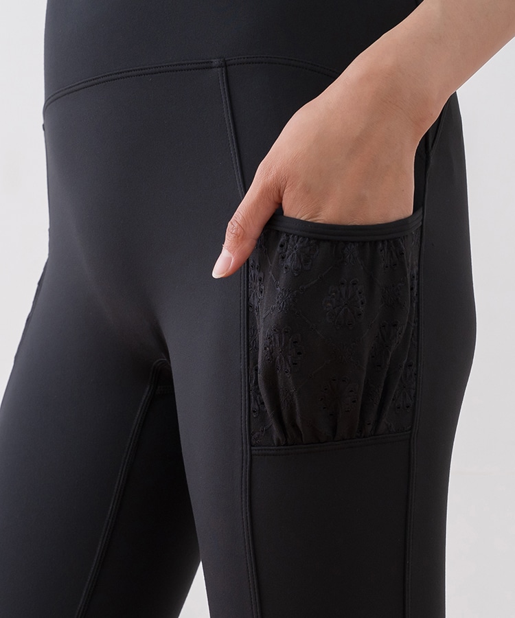 SUKALA】フラワーレースレギンス(XS・S・M・L・LLサイズ ブラウン